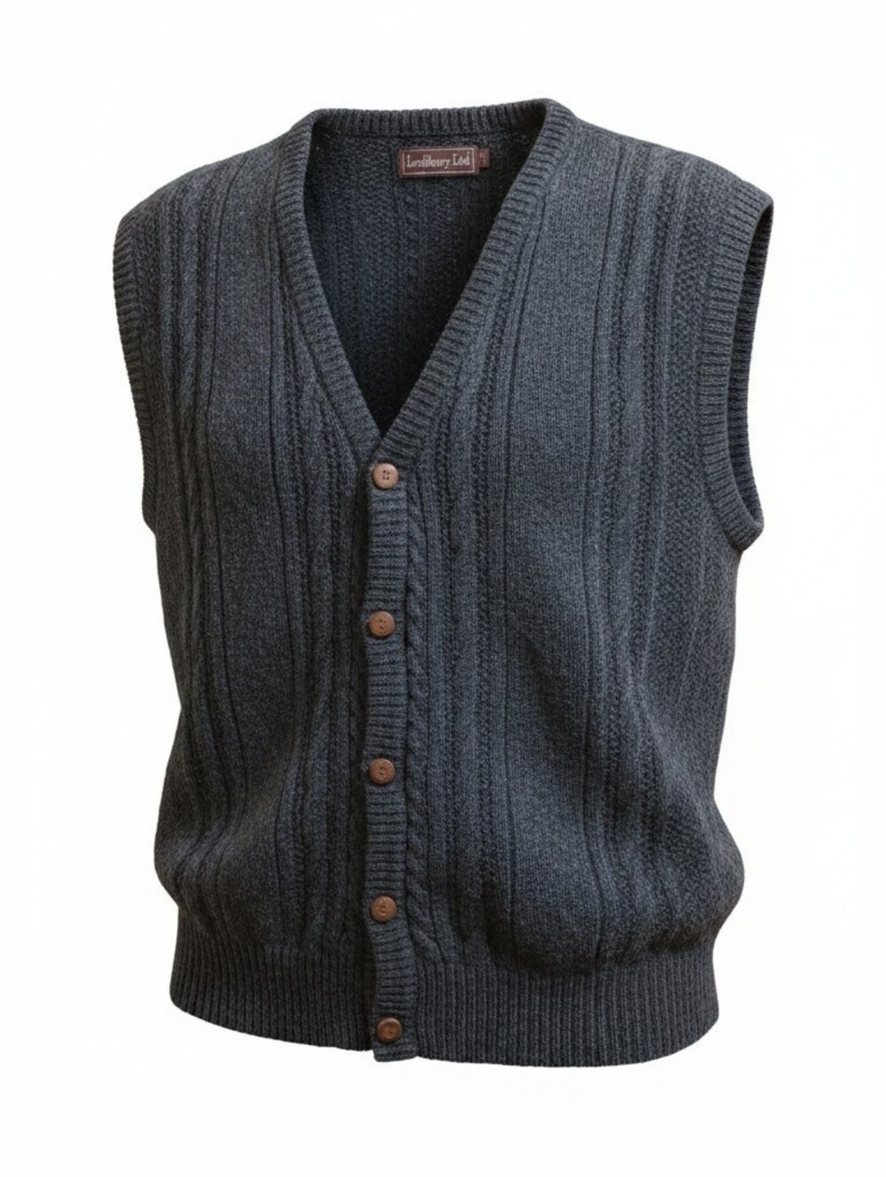 Ledbury Ltd. Charcoal Ribbed Shetland Wool Vest